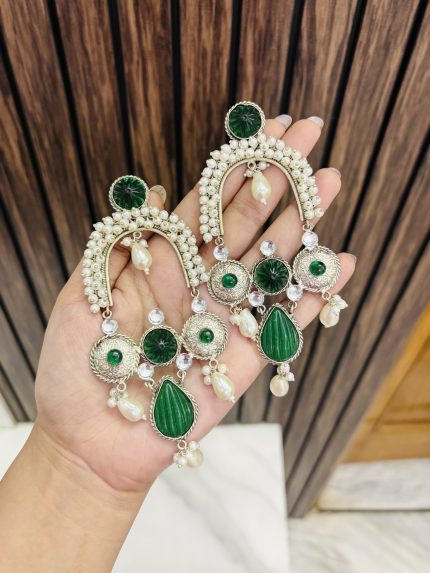 Rimpy brass earrings green