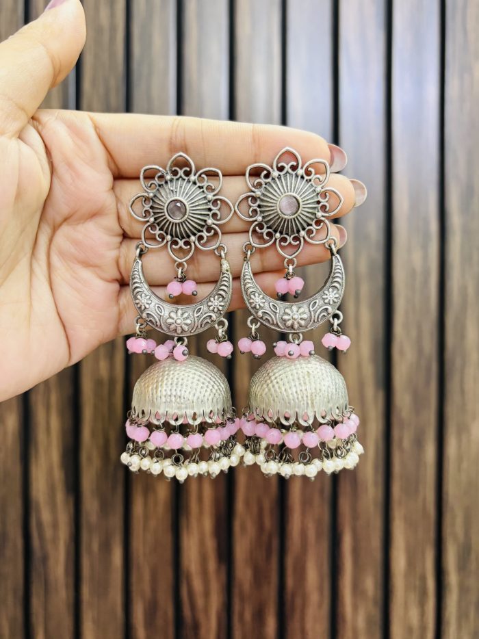 Samla brass earrings pink - Image 1