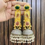 Supriya bird brass earrings green
