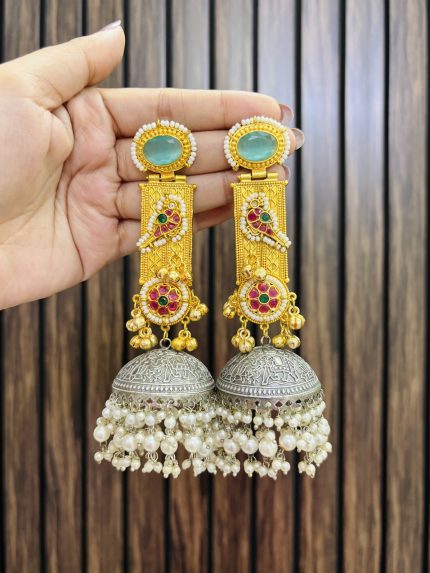 Supriya bird brass earrings mint