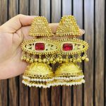 Golden brass Jhumka ruby