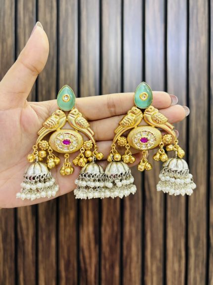 Sulakshna golden brass earrings Mint