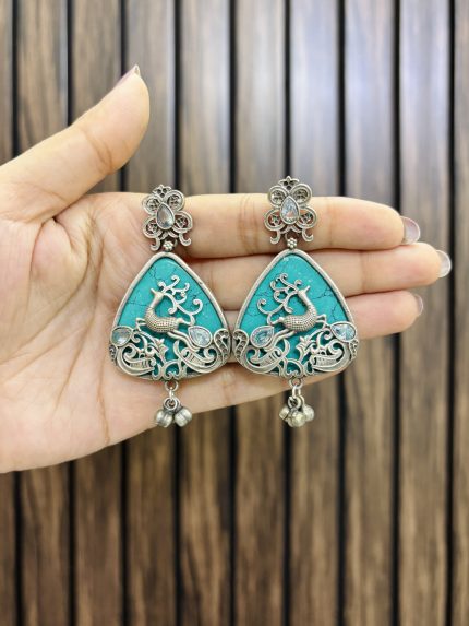Turquoise brass earrings