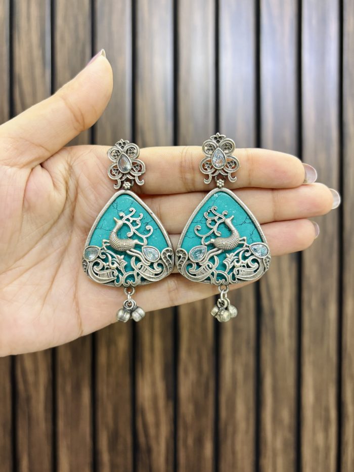 Turquoise brass earrings - Image 1