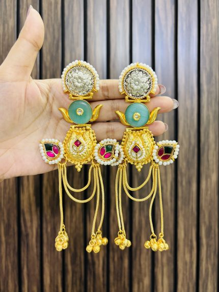 Dhara kashmiri brass earrings mint