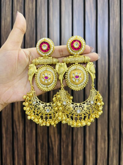 Kanchan golden chandbali ruby