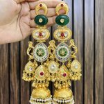 kiyara brass earrings green