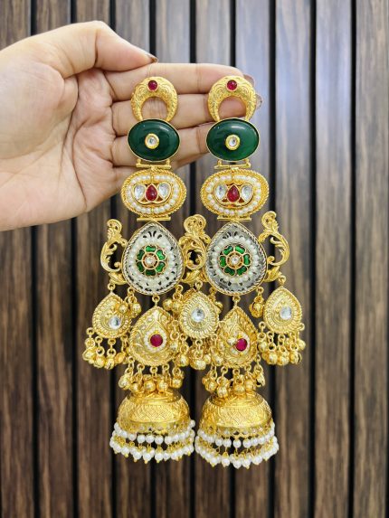kiyara brass earrings green