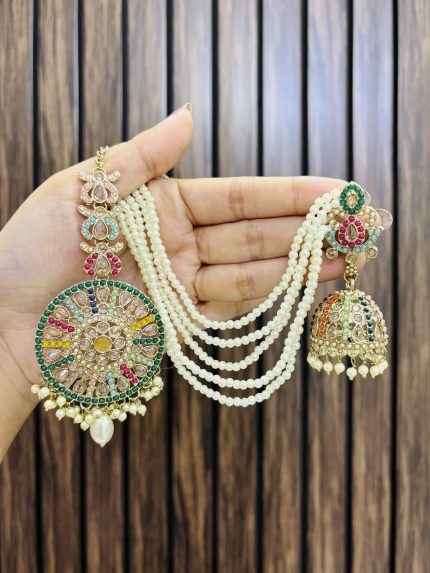 Jhumka with mangtika earrings