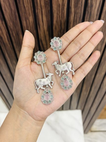 Cow Flower brass earrings