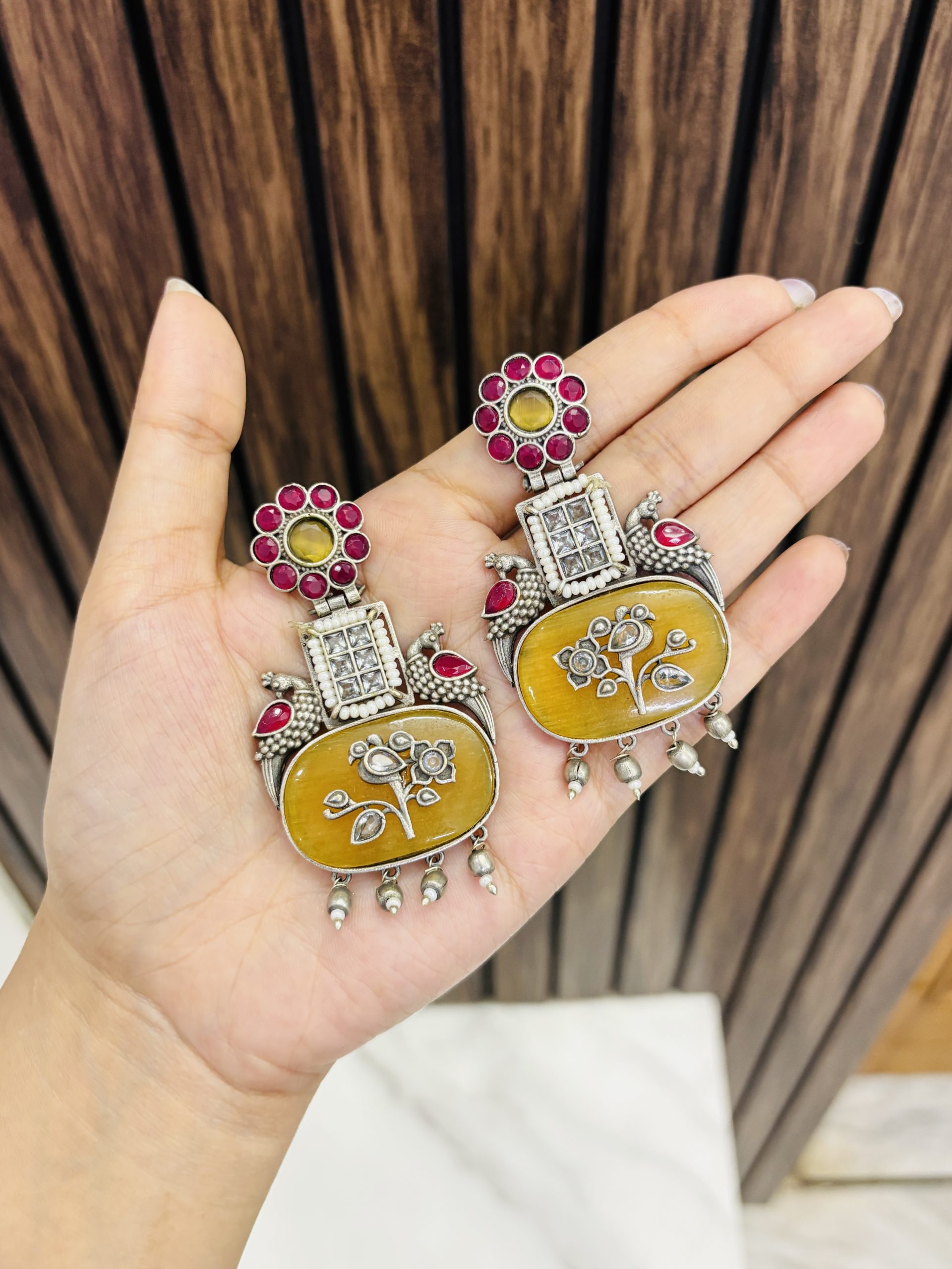 IMG_7097 Ziya brass earrings Yellow - Image 1