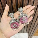 Ziya brass earrings pink