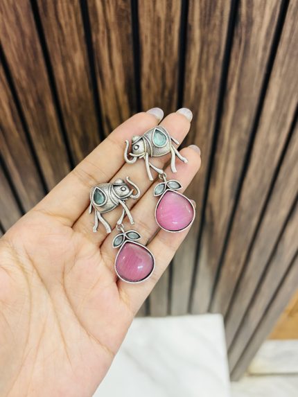 Cute elephant brass earrings