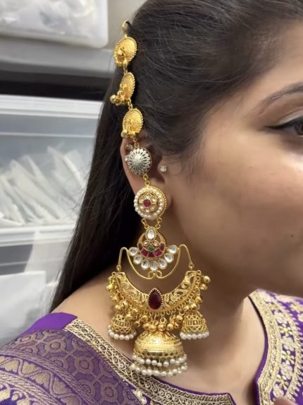 Manmeet brass jhumka ruby