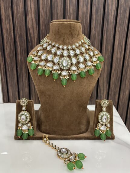 Astha kundan necklace green