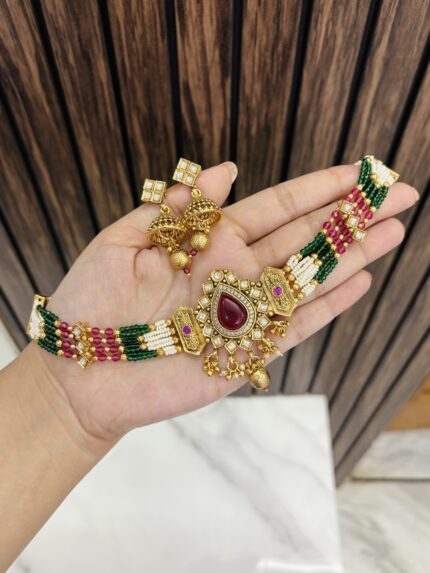 Muskan choker ruby-green