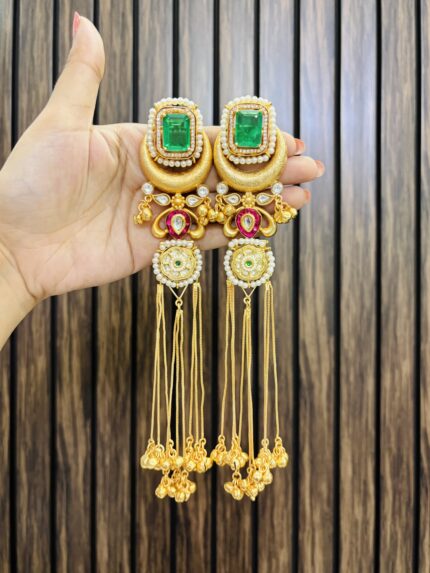 Shalu kashmiri brass earrings green