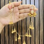 Cute kashmiri brass earrings pink