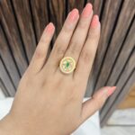 Oval kundan ring Green
