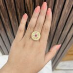 Circle kundan ring Pink