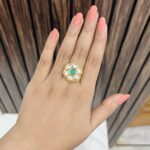 Flower kundan ring green