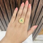 Leaf kundan ring green