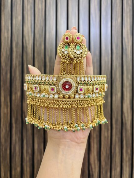 Shreya gold a like necklace ruby
