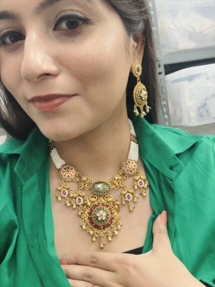 Kyra gold a like necklace green