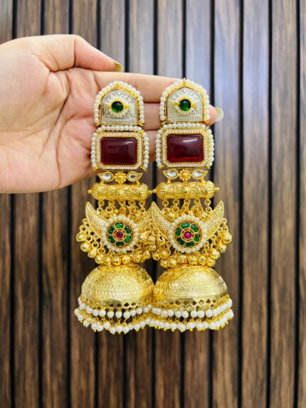 Pranavi brass earring Ruby