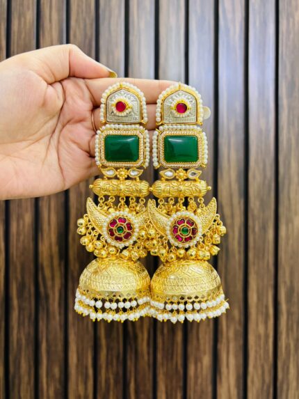 Pranavi brass earring Green