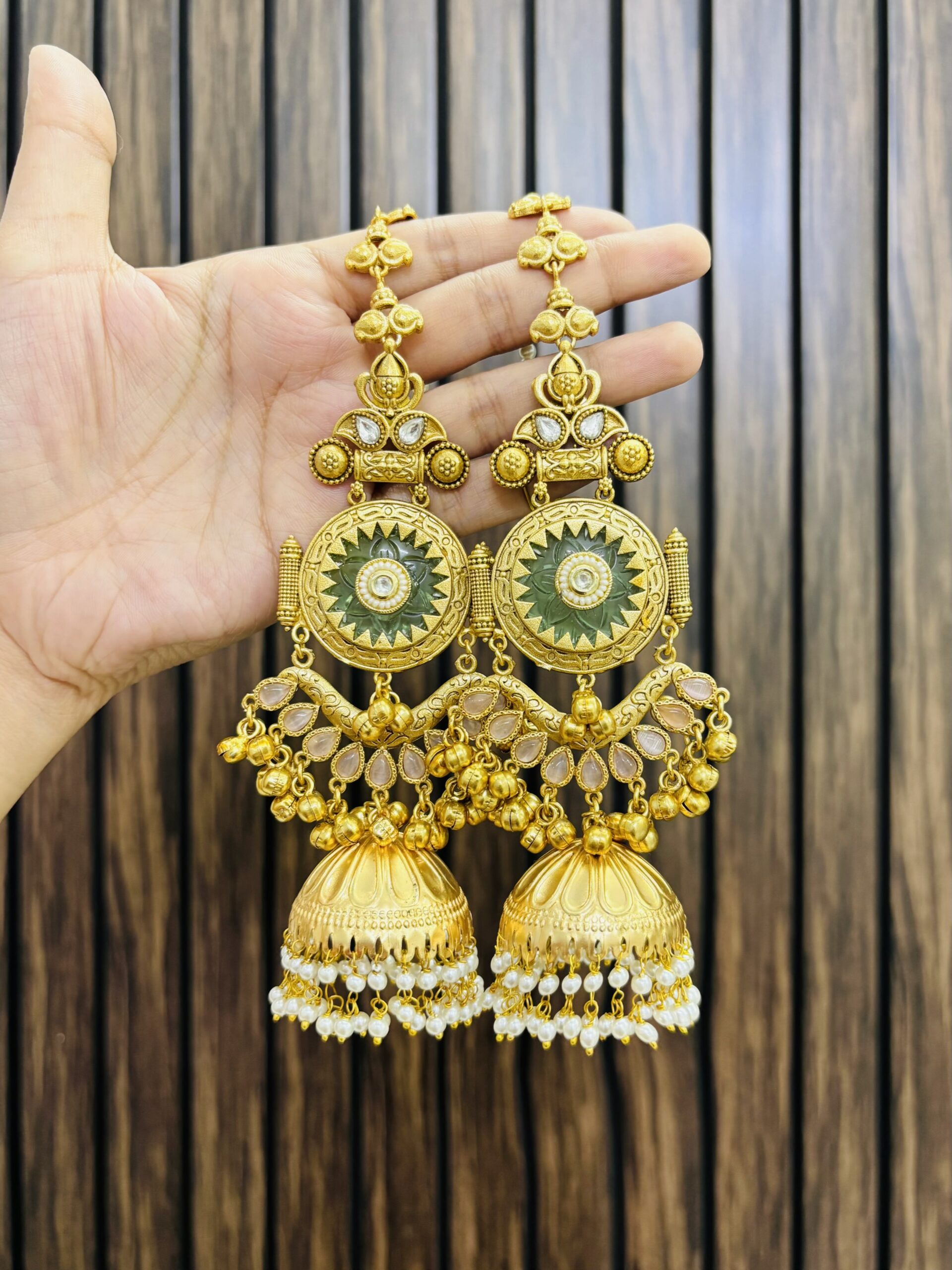 CE4CE7DA-726C-455E-A93D-A577CDC1FEDA-compressed Mahima brass earrings Mint - Image 1