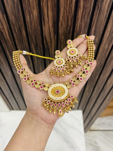 Radha gold a like necklace Ruby