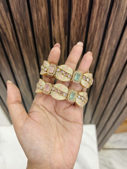 Hansika gold a like kade Mint-Pink