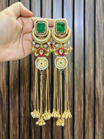 Shalu kashmiri brass earrings Green