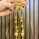 Bird brass earrings green