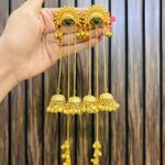 Jivika brass earrings green