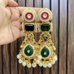 Krina brass earrings green