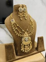 Adhira gold a like necklace with earrings green