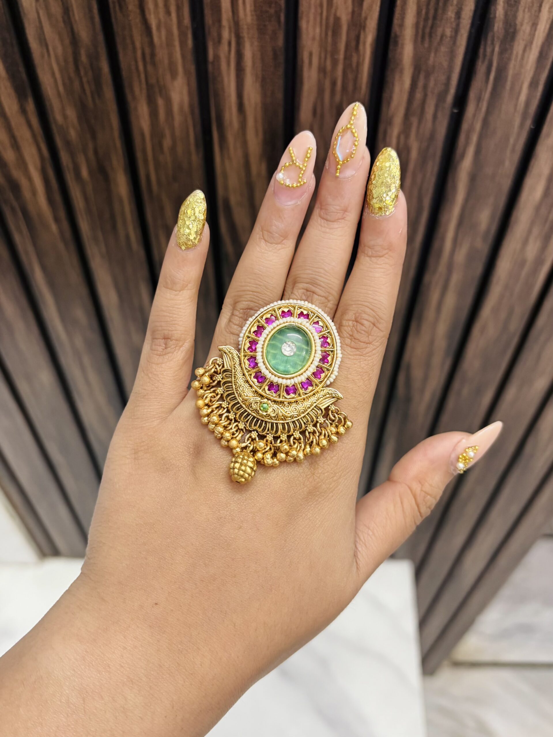 IMG_1797-compressed Oval gold a like ring size adjustable mint - Image 1