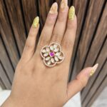 Pratiksha gold a like ring size adjustable Pink