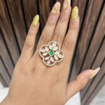 Pratiksha gold a like ring size adjustable Green