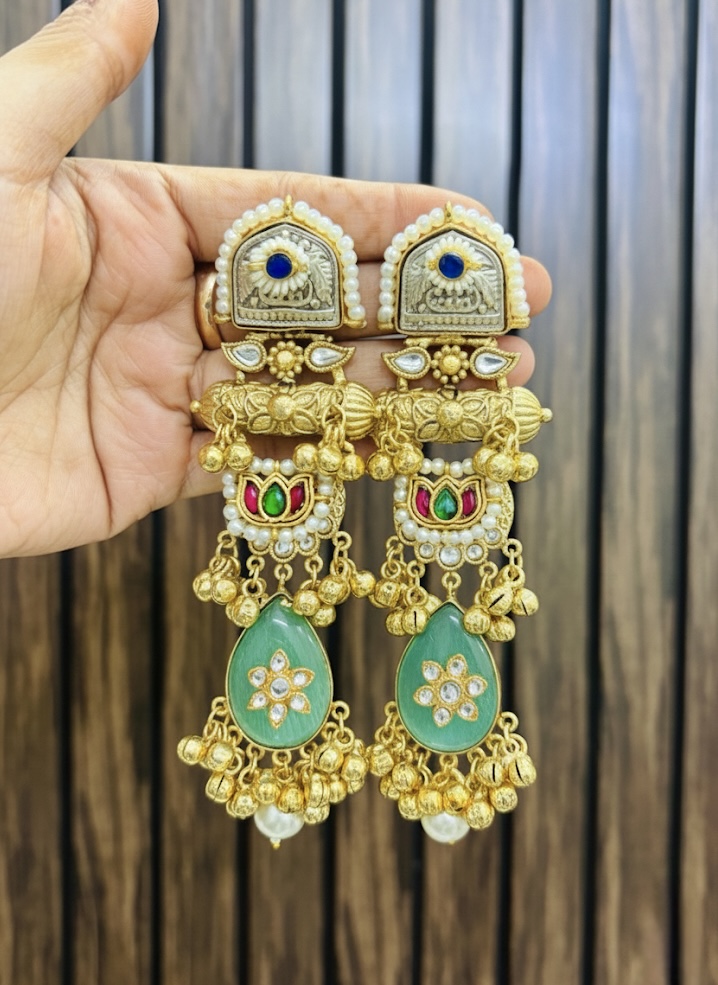 IMG_2802 Tanvi brass earrings Mint - Image 1