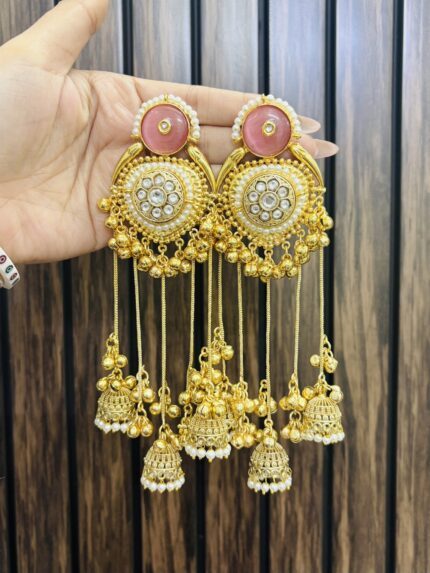Lakshita brass earrings pink