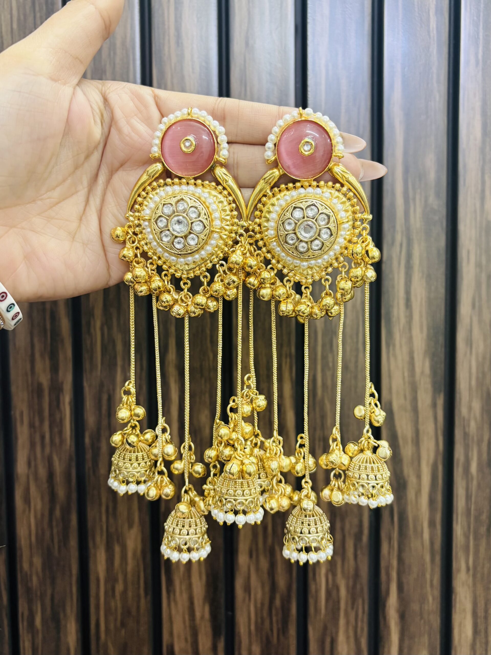 IMG_3593-compressed Lakshita brass earrings pink - Image 1