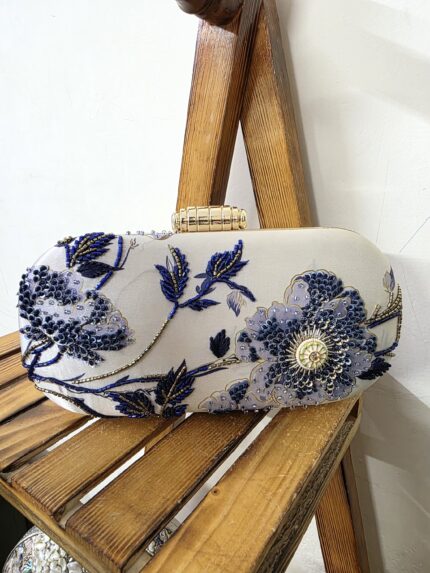 Floral clutch blue