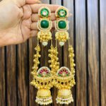Arpika brass earrings green
