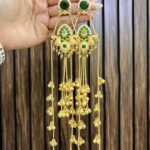 Brinda brass earrings green