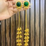 Diya brass earrings Green