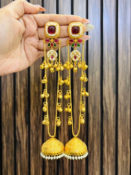 Bhavya brass earrings Ruby