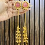 Diya brass earrings pink